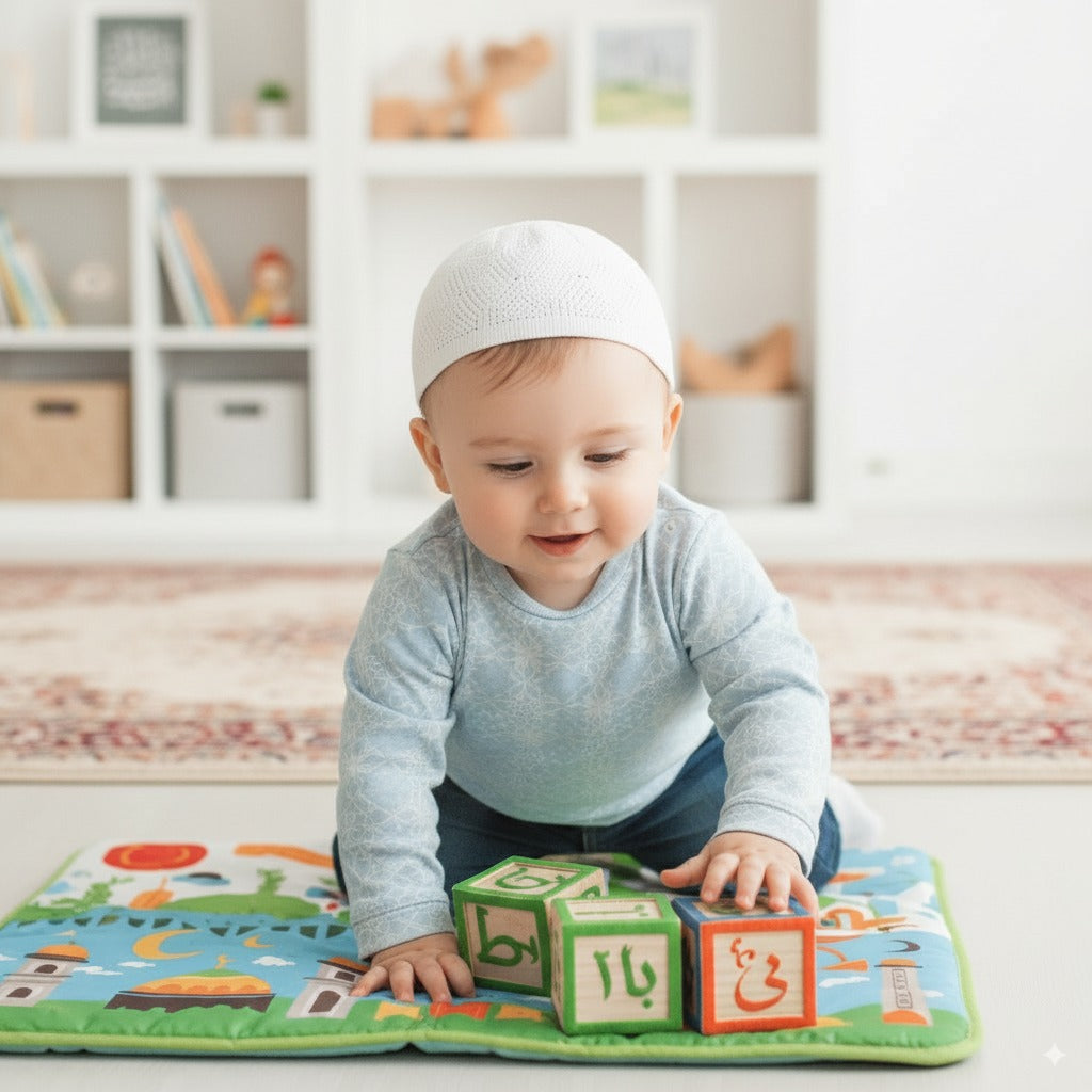 Children learning with Islamic puzzle